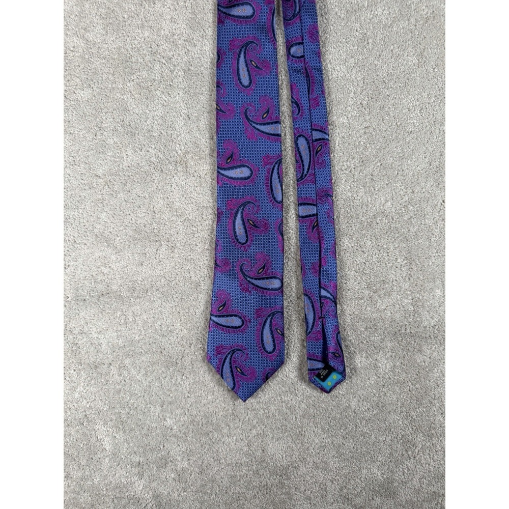 TED BAKER London Silk Tie Designer Paisley Purple Blue Luxury